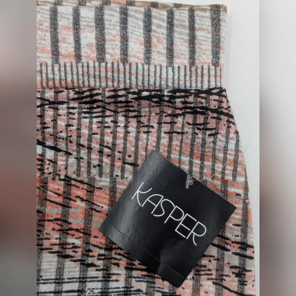 NWT Kasper Abstract Multi-Lined Print Pencil Skirt Sz L Back Zip - Picture 6 of 17